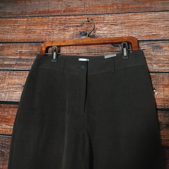 NWT Chico's Silk Linen Blend Pants Size 1 US 8 Carrollton Marvita Fudge Brown - Picture 4 of 10
